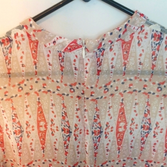 Tulle Cream and Pink Sleeveless Blouse, L - Picture 6 of 6